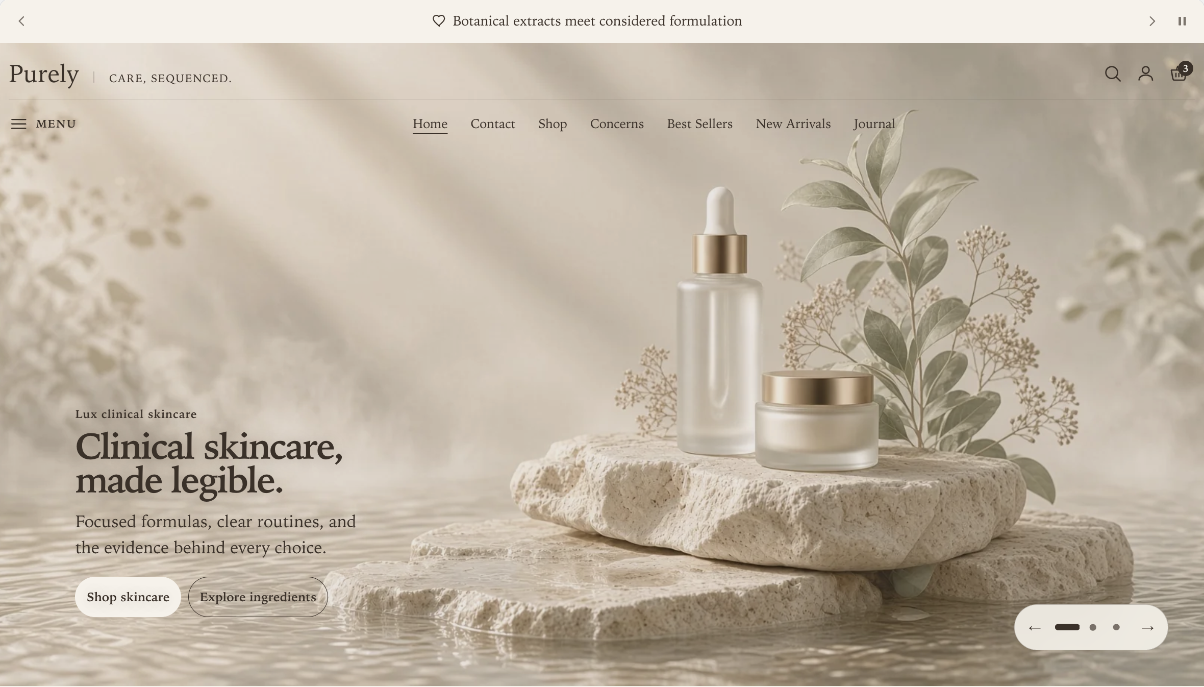 The Announcement bar section rendered at desktop width